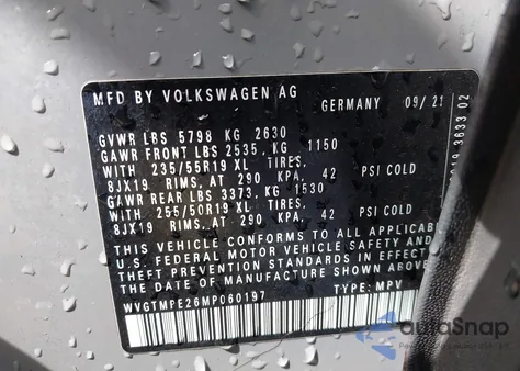 2021 Volkswagen Id.4 Pro S from USA, damaged, VIN WVGTMPE26MP060197